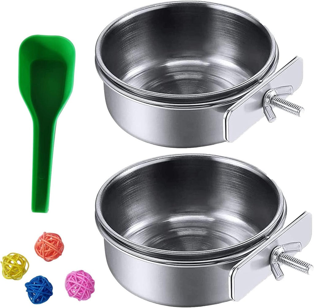 kathson Stainless Steel Bowls for Birds,4 Pcs Parrot Feeder Dish Cups,Bird Cage Water Food Bowl Coop Cup with Clamp Holder for Parrots Cockatiel Budgies Parakeet Lovebird(S) - Image 12