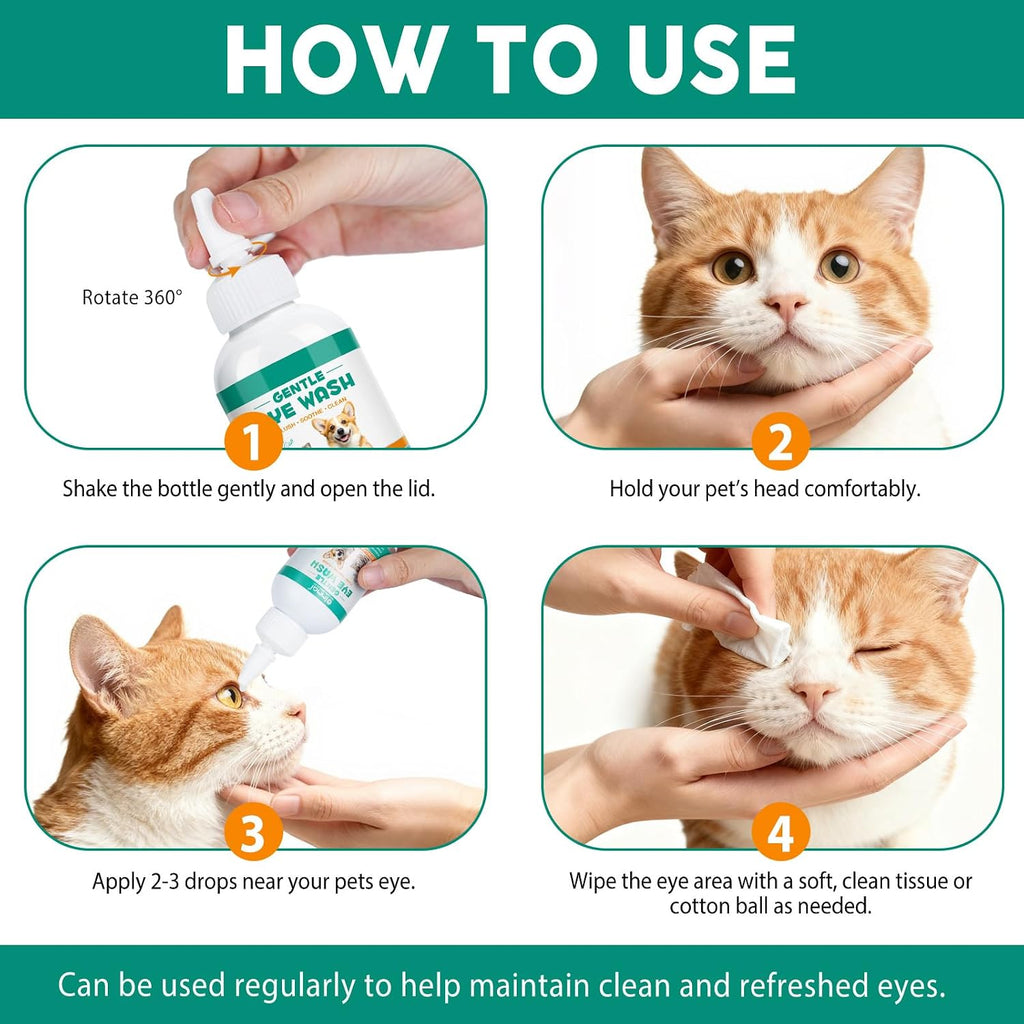 Veterinarian recommended pet eye flush for soothing minor irritations.