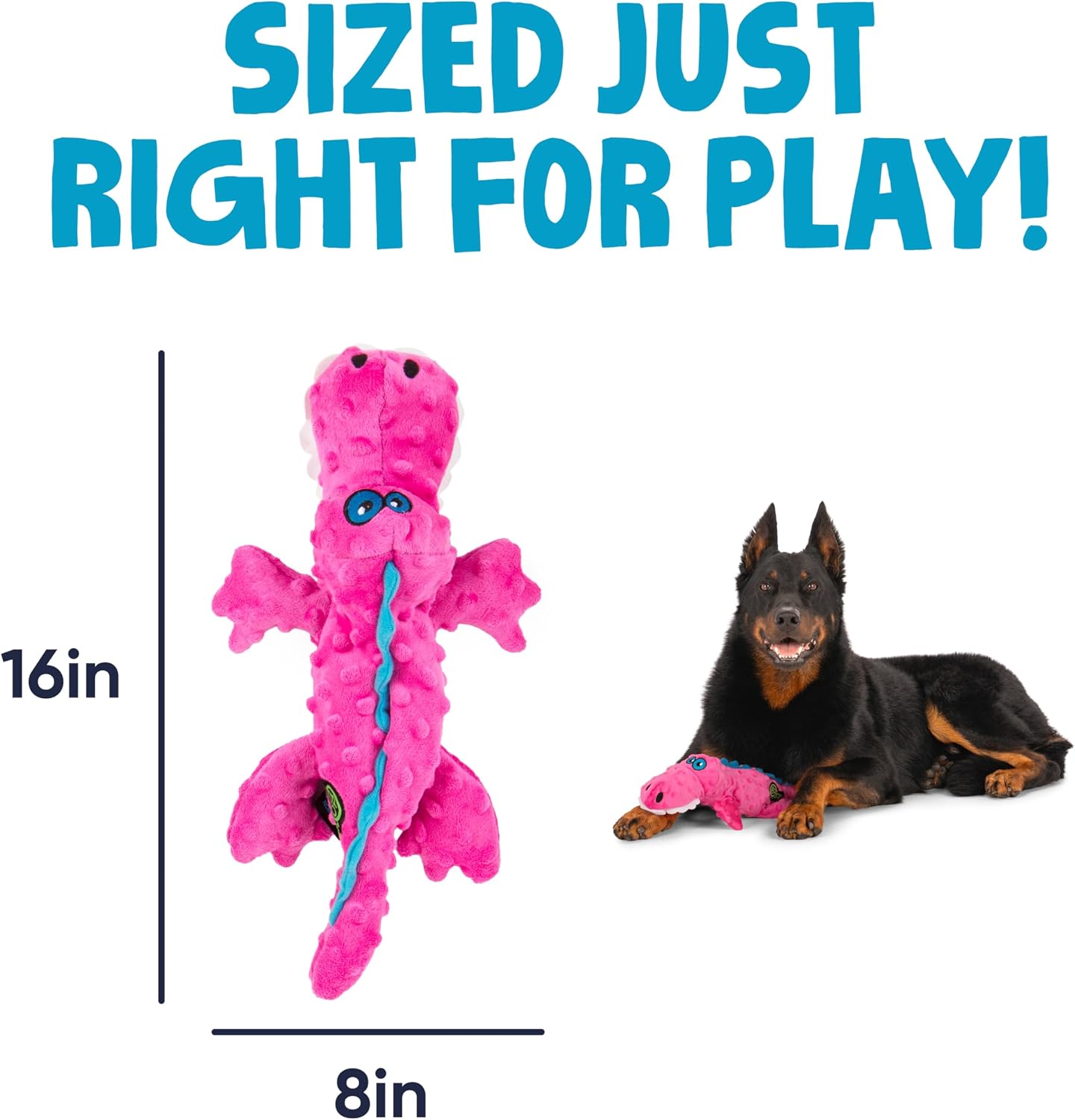 Large goDog squeaky dog toy with reinforced seams for active chewing