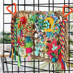 Detailed view of the acrylic hanging hooks on Yixund bird toy