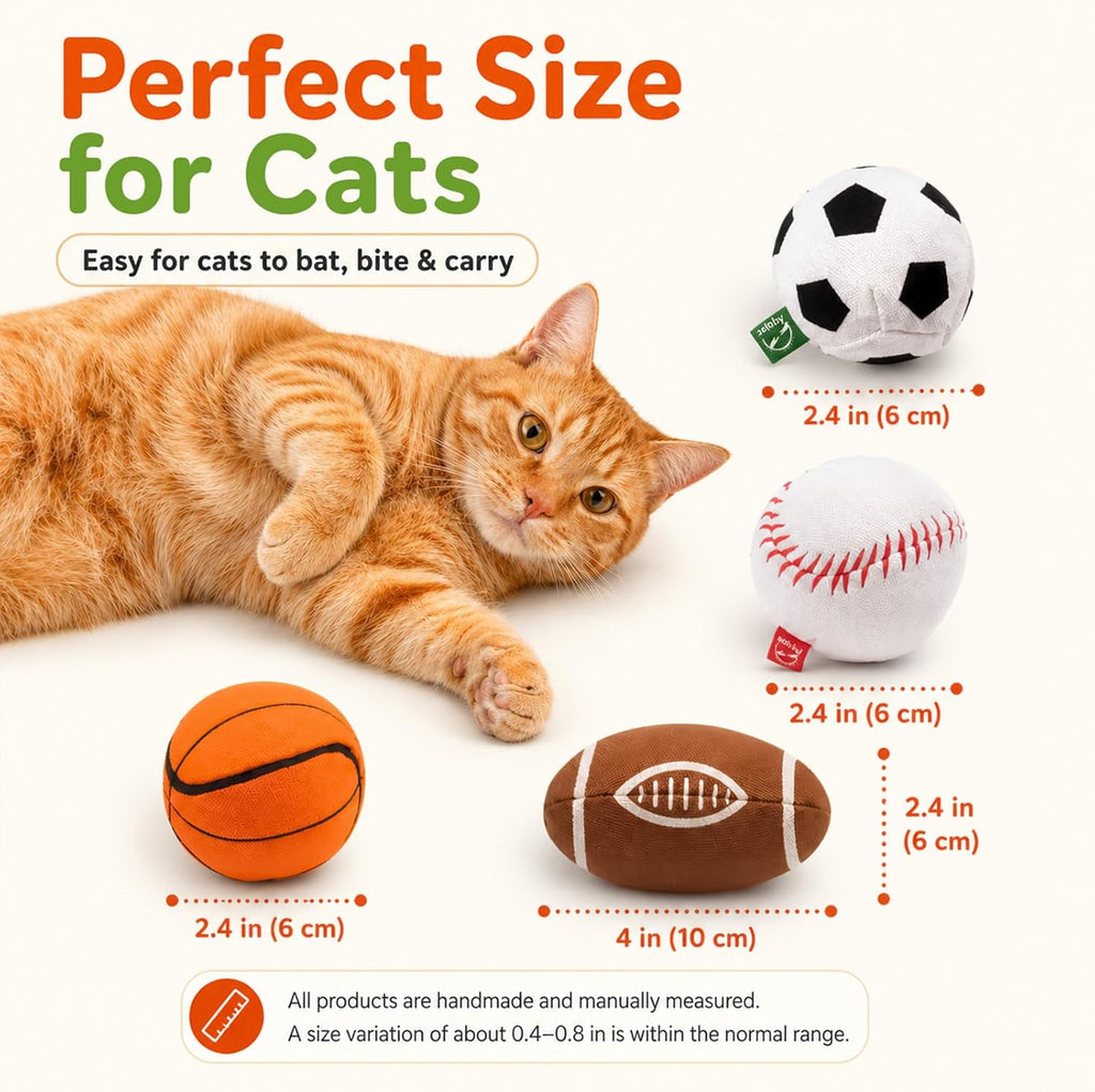 Agape 100% Natural Catnip & Silvervine Filled Cat Toy Balls with Bell Sound | 2 Pack Chew & Kicker Balls for Indoor Cats and Kittens, Helps Relieve Boredom, Encourages Exercise and Teeth Cleaning - Image 5