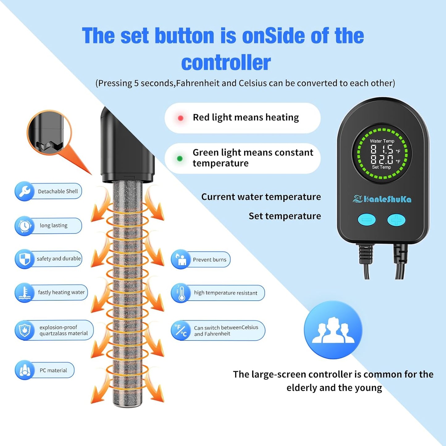Hanleshuka aquarium heater suction cup installation