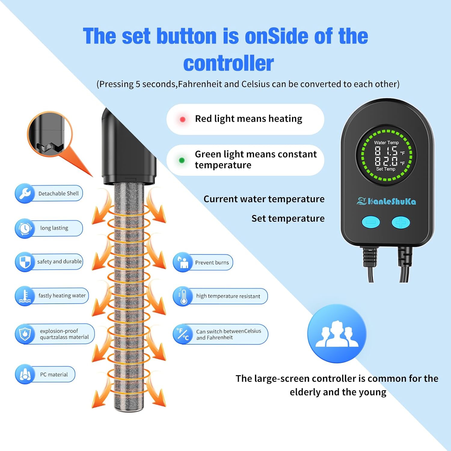 Hanleshuka aquarium heater suction cup installation