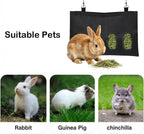 Rabbit Hay Feeder - Large Capacity Oxford Cloth Hanging Hay Bag - 4 Holes - 1 Pcs (Black) - Image 5