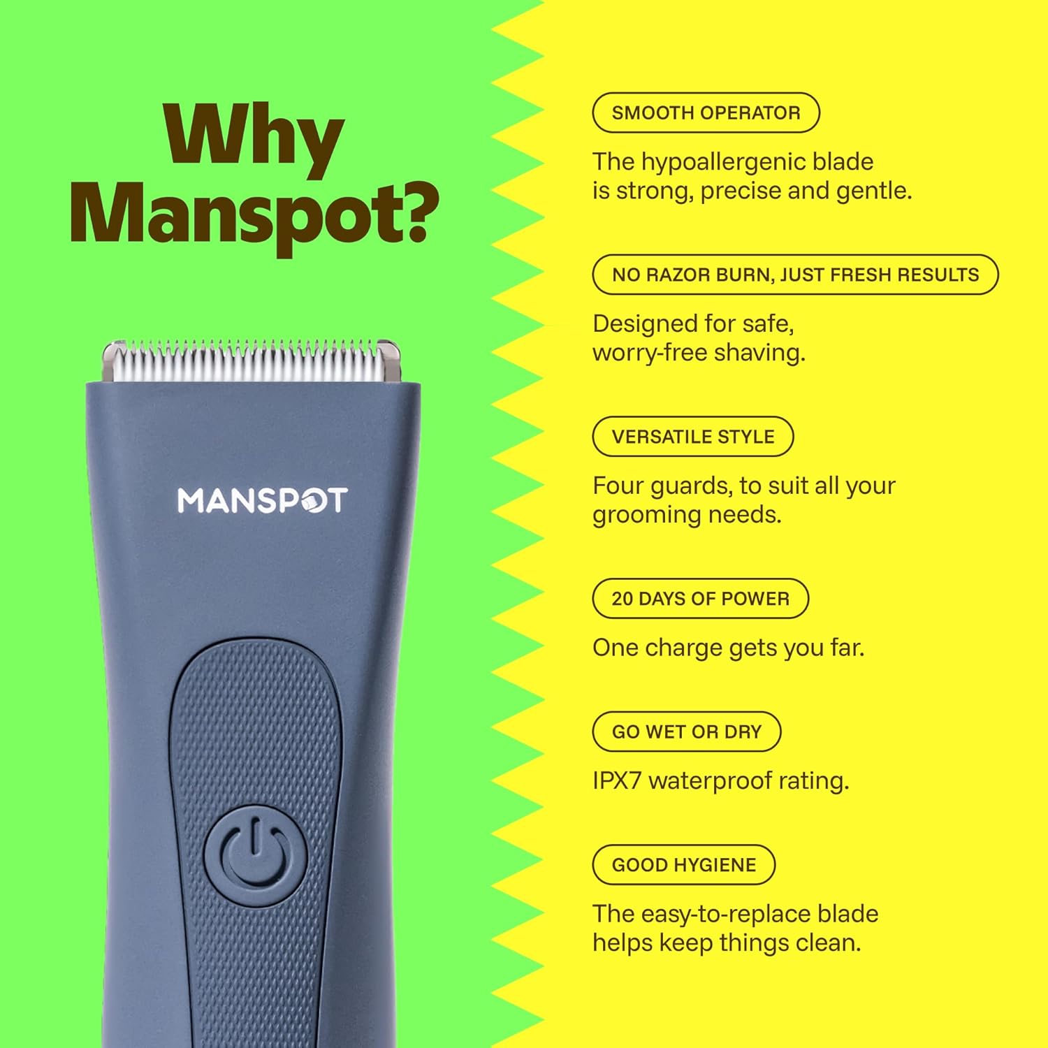 MANSPOT electric body shaver for women with hypoallergenic ceramic blades