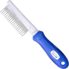 Horicon Pet detangling grooming comb front view showcasing thirty seven dual length stainless steel pins