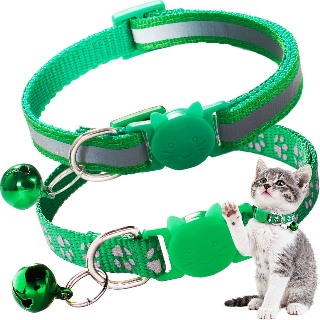 2 Pack Breakaway Cat Collar with Bells, Claw Print Reflective Kitten Collars Safety Buckle Adjustable for Girl and Boy Kitty Pets, Black - Image 12