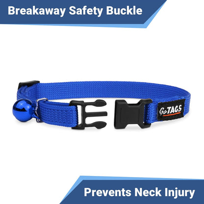 GoTags pink pet ID collar highlighting the attached silver locator bell and split ring.