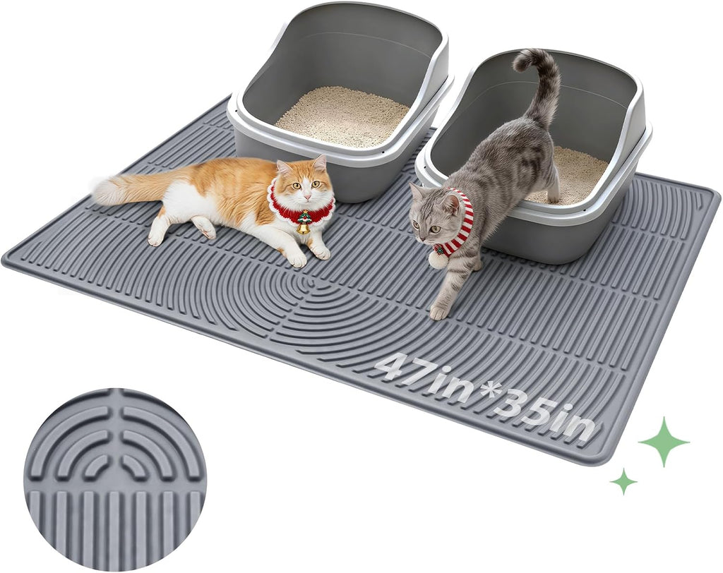 Pawtasy Cat Litter Box Mat,40" x 28" Extra Large Silicone Waterproof Litter Trapping Mat for Scatter Control Soft on Kitty Paws Non-Slip Easy to Clean - Image 10
