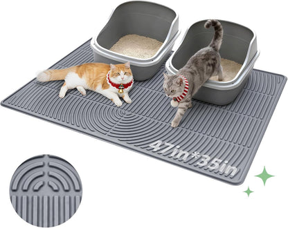 Pawtasy Cat Litter Box Mat,40" x 28" Extra Large Silicone Waterproof Litter Trapping Mat for Scatter Control Soft on Kitty Paws Non-Slip Easy to Clean - Image 10