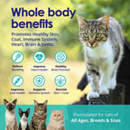 NuLife Natural Pet Health cat omega 3 fish oil ingredient label showing pure wild salmon oil