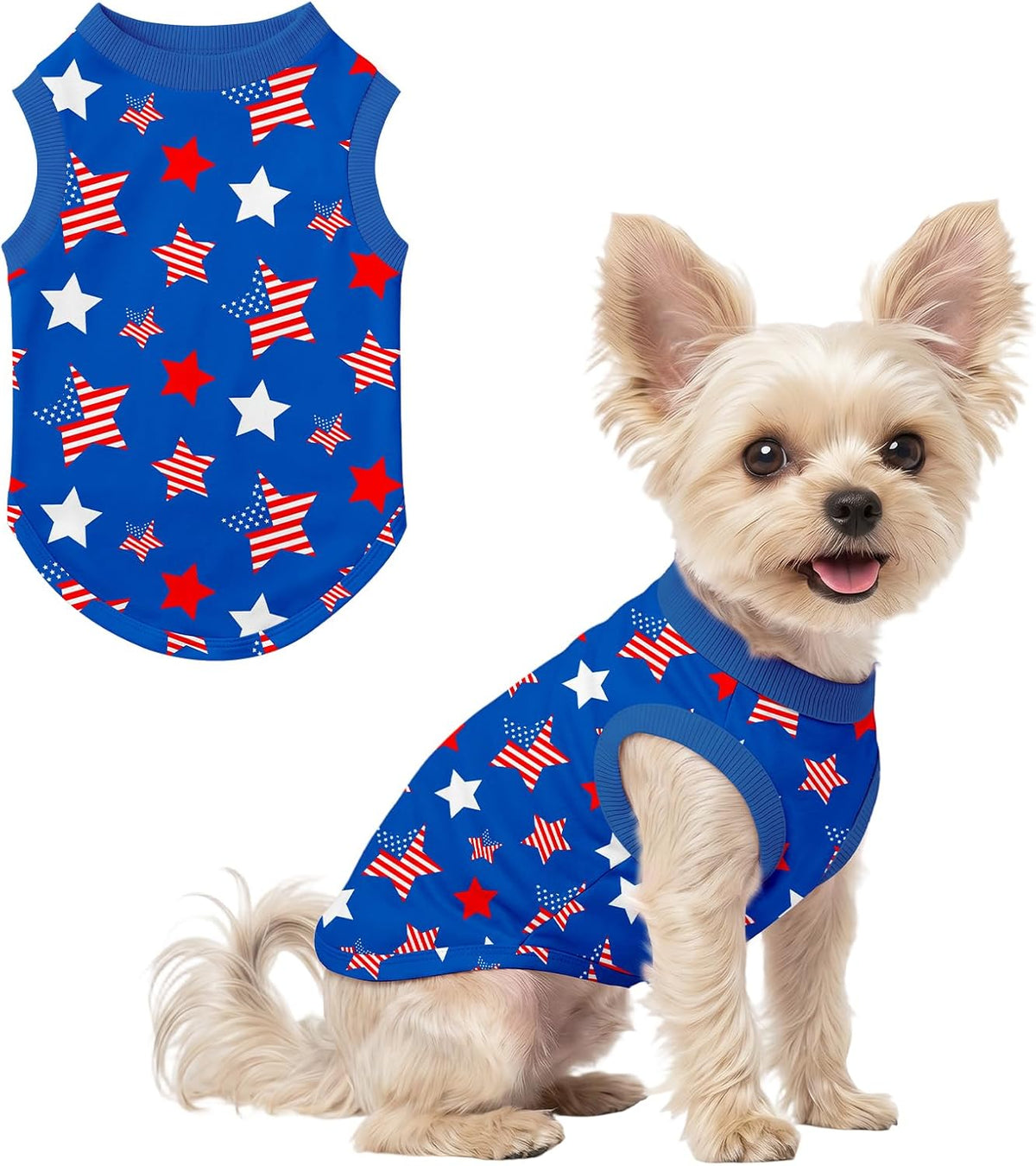 American Flag Dog Shirts for Small Dog 4th of July Cute Small Dog T-Shirt Soft Puppy Clothes Sleeveless Shirt Independence Day Celebrations Boy Girl Pet Outfits M - Image 9