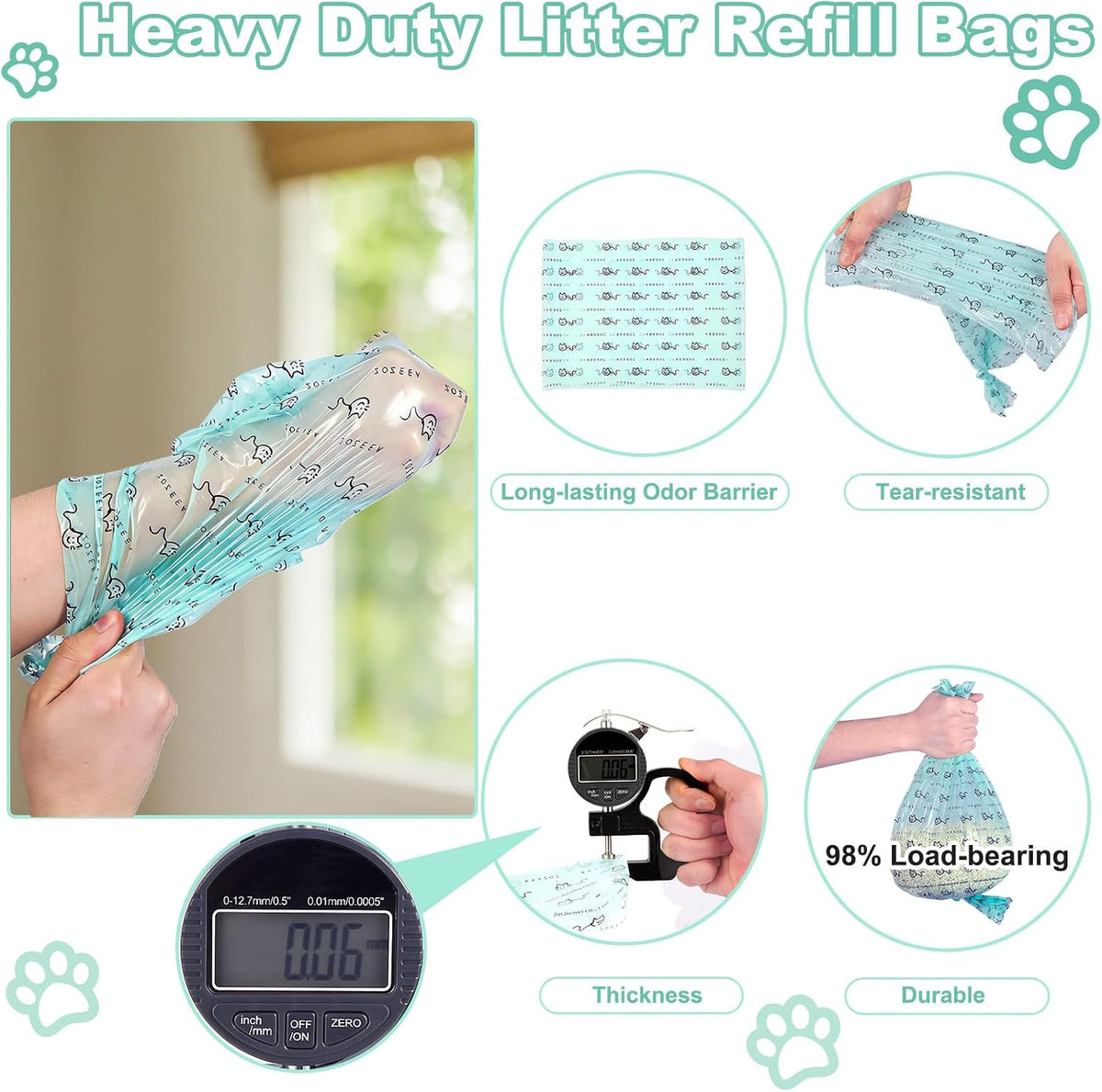 Zozeea continuous film litter bag refill close up view
