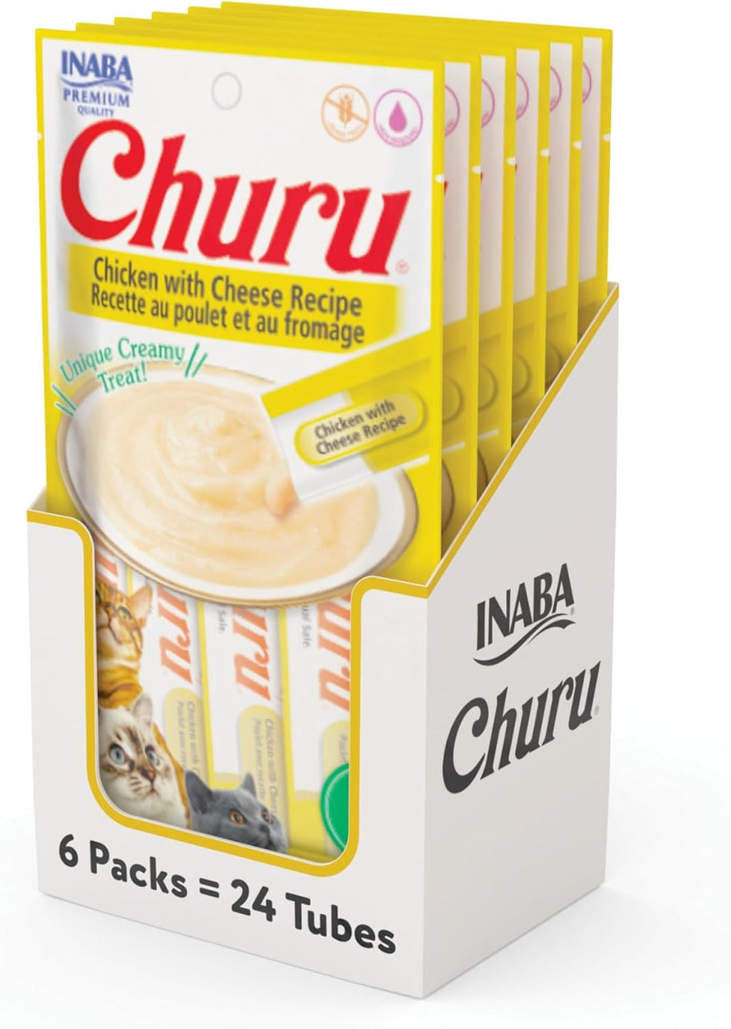 INABA Churu Cat Treats, Lickable, Squeezable Creamy Pure Cat Treat with Green Tea Extract & Taurine, 0.5 Ounces Each Tube, 24 Tubes (4 per Pack), Chicken Recipe - Image 15