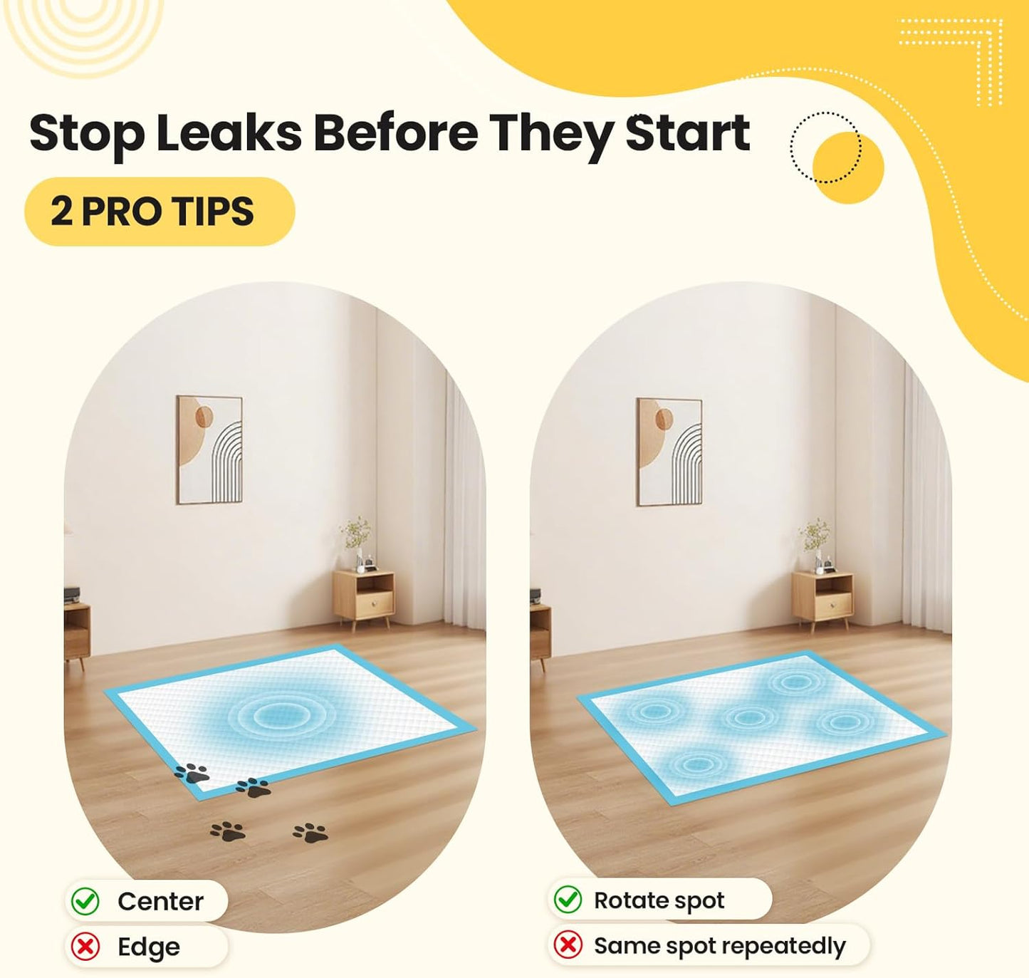VJJ leak proof training pad absorbing liquid quickly via flash dry polymer technology.