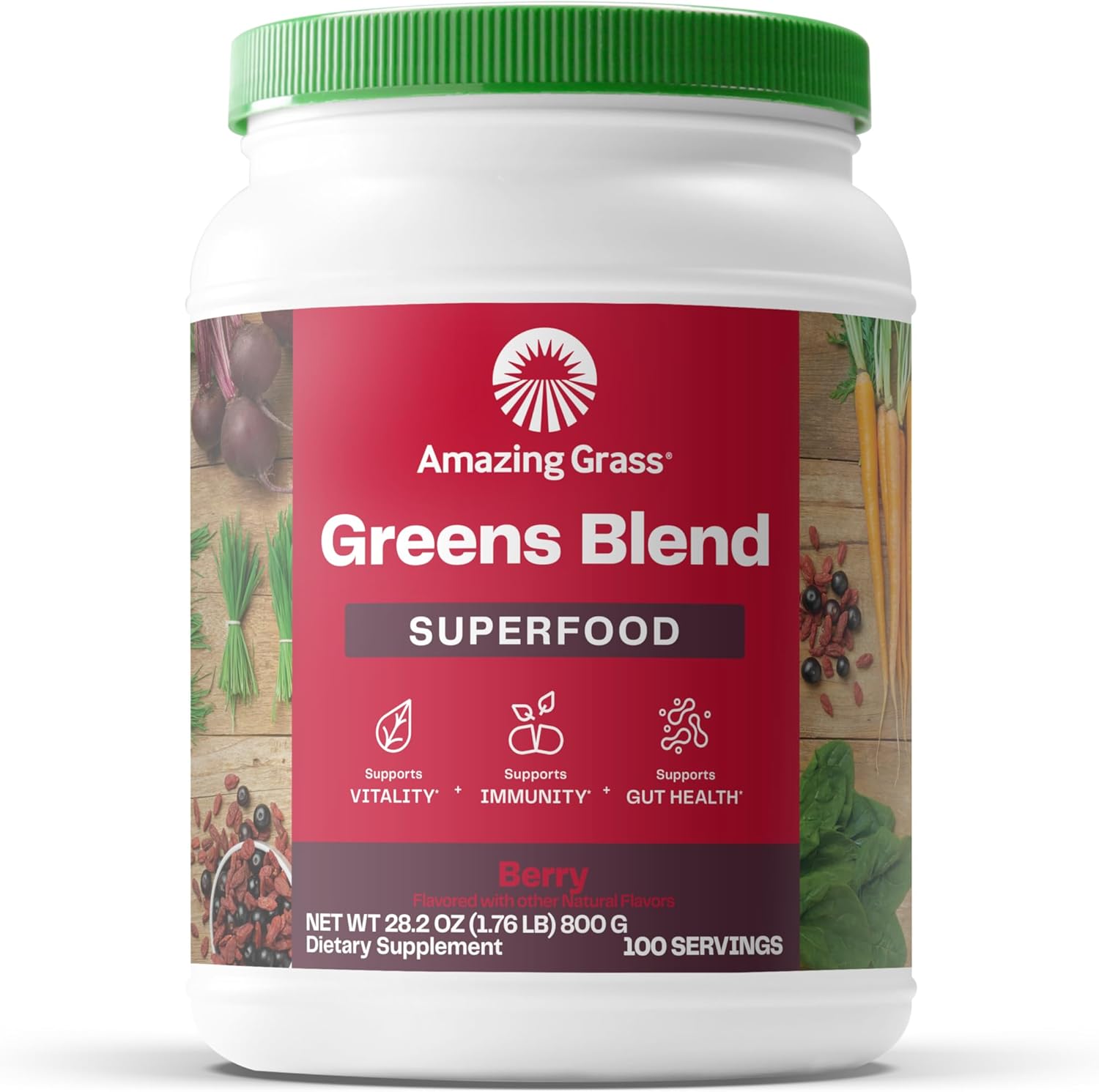 Amazing Grass Greens Blend Superfood Berry 800 grams front view