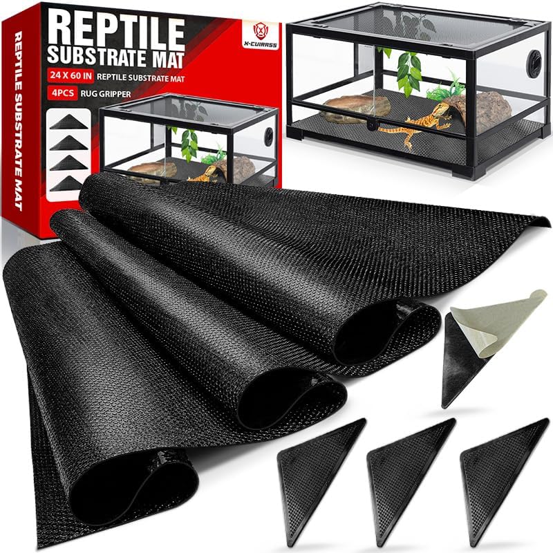 X-CUIRASS Premium Reptile Substrate Mat roll front view inside a clean modern terrarium enclosure