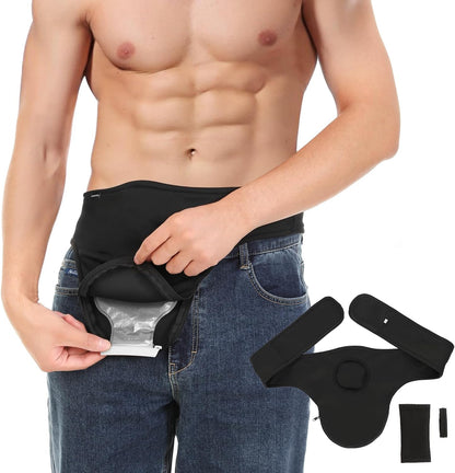 Fanwer ostomy support belt black stealth wrap front view highlighting smooth medical grade compression fabric