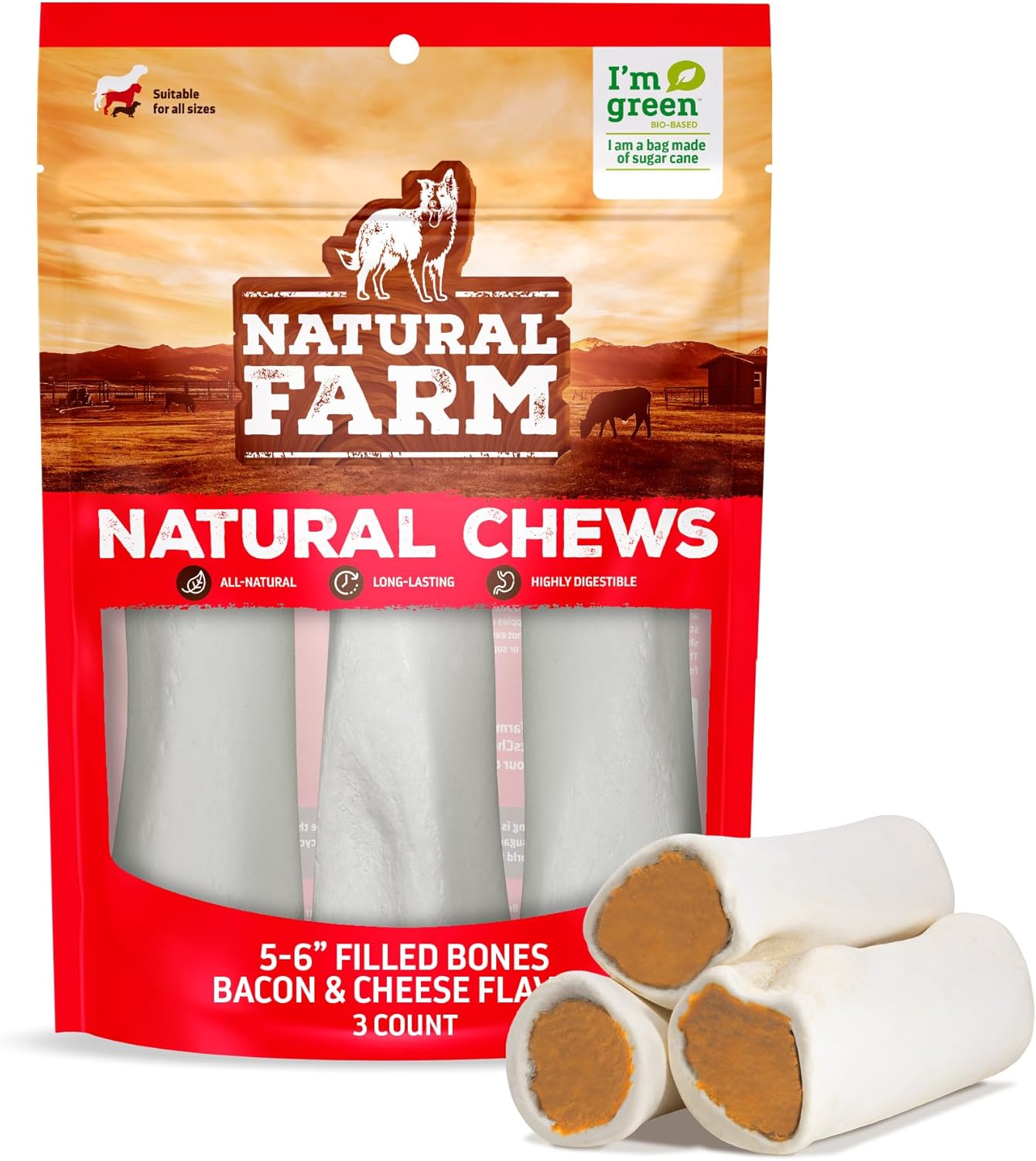 Natural Farm Peanut Butter Filled Bones (3-4 Inch, 6 Count), Limited Ingredient, Natural Stuffed Dental Dog Bone Treats for Dogs, Made with Real Beef - Image 12