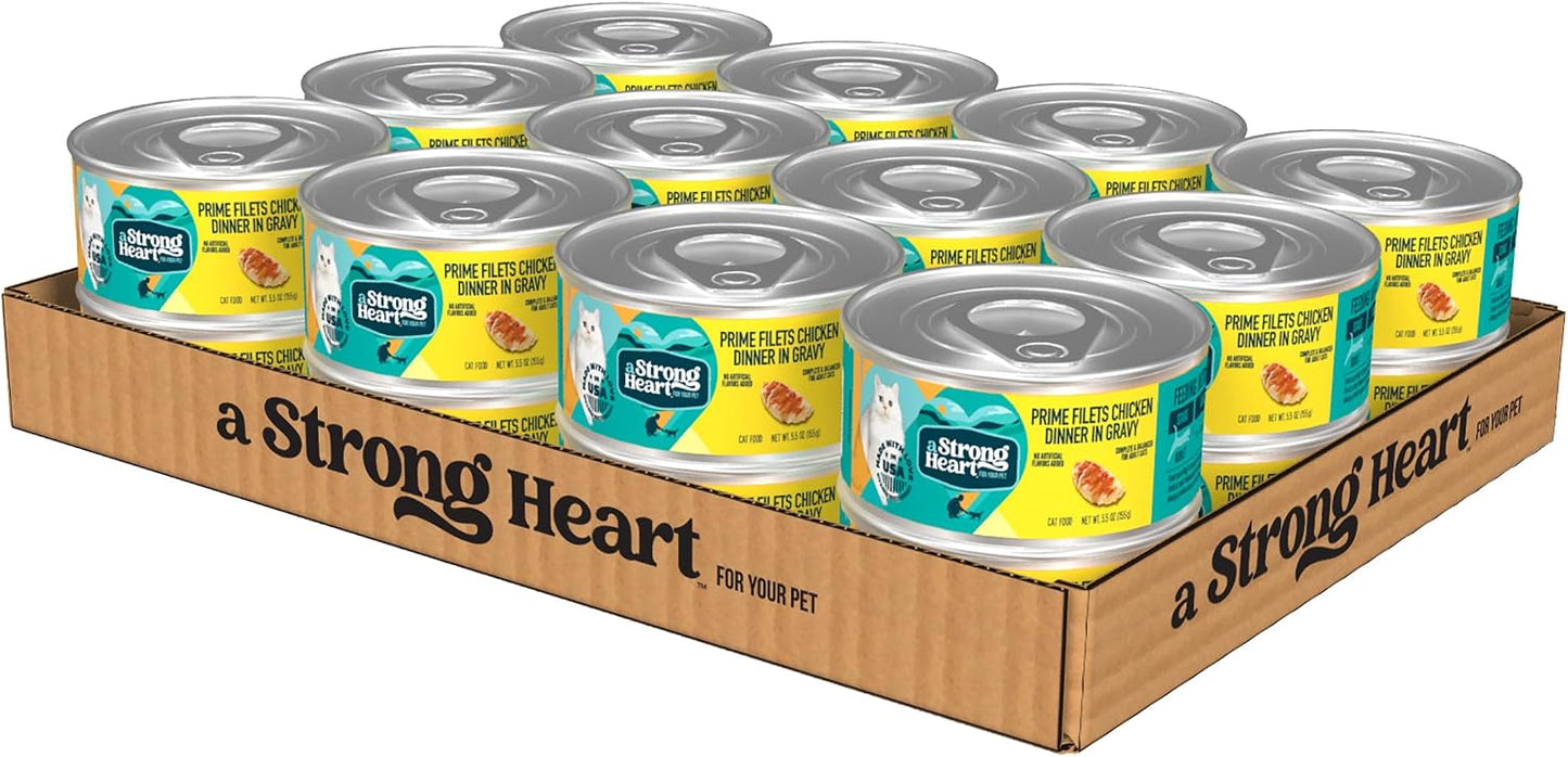 A Strong Heart Canned Wet Cat Food, Dinner Variety Pack - 5.5 oz Cans (Pack of 32), Made in The USA with Real Chicken, Turkey & Salmon - Image 13