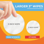 Paw Science pet wipes being applied to clean a dog's itchy yeast paws safely.