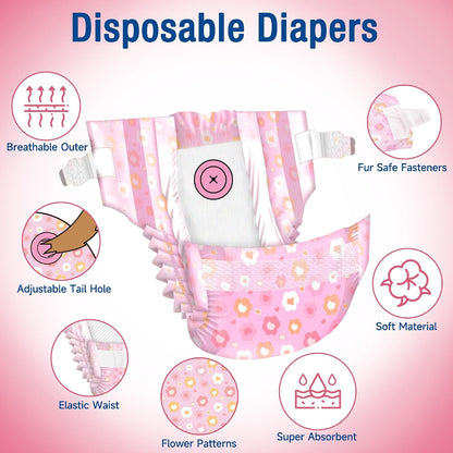 Fur safe adjustable fastener tapes on small dog diaper close up