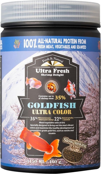 Ultra Fresh Sinking Goldfish Food, Color Enhancing, Balanced Diet, All Natural Ingredients, Clear Water Formula, Slow Sinking Gold Fish Pellets, Goldfish Ultra Color 1.87 oz - Image 9