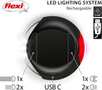 Flexi rechargeable LED light attached to pet leash