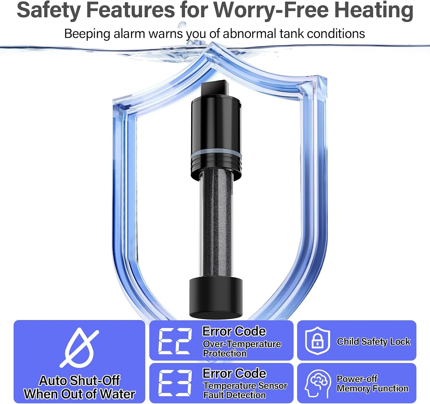 Quartz glass aquarium heater installed in fish tank