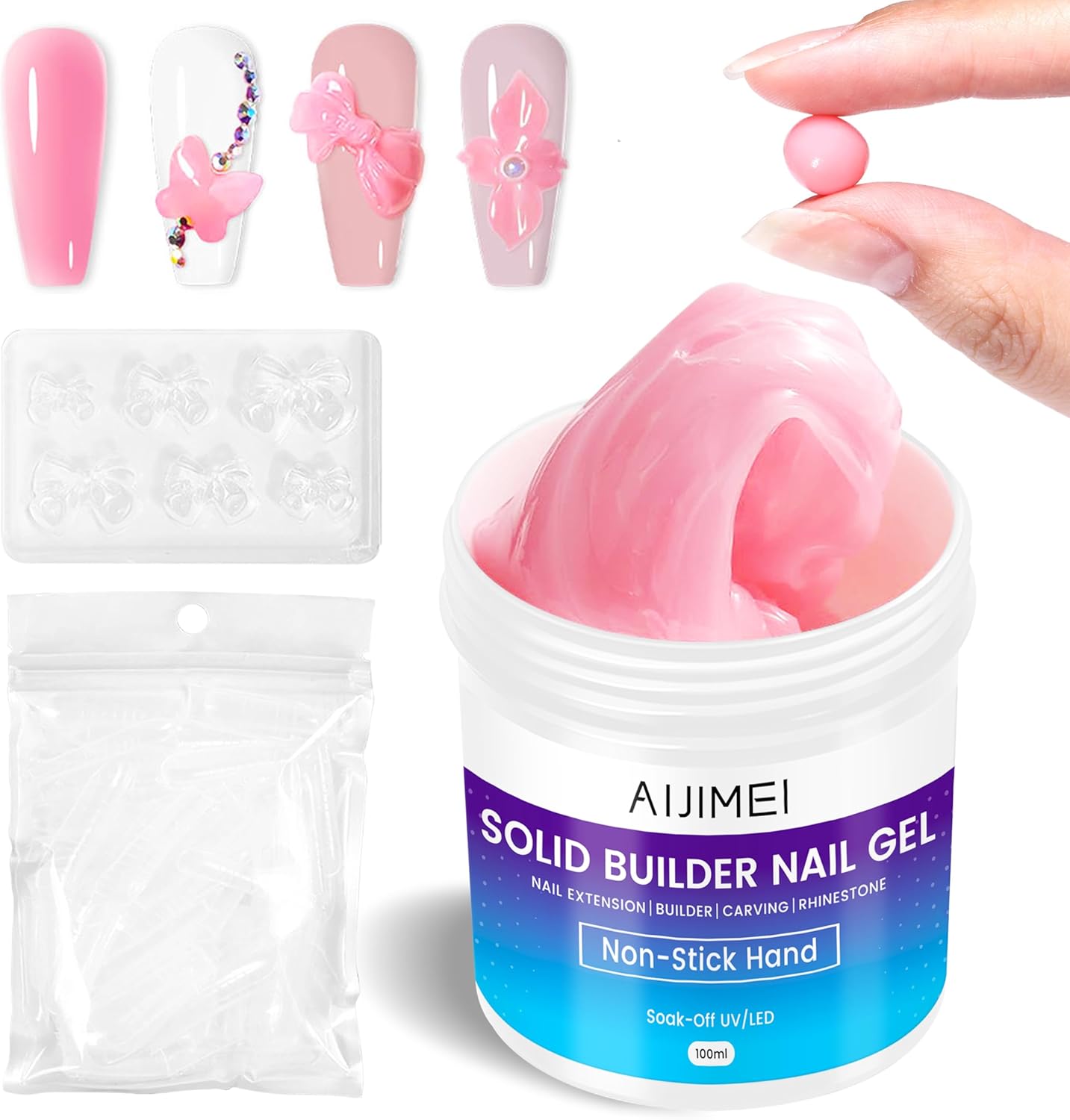 Aijimei solid nail builder gel kit 100g pink front view
