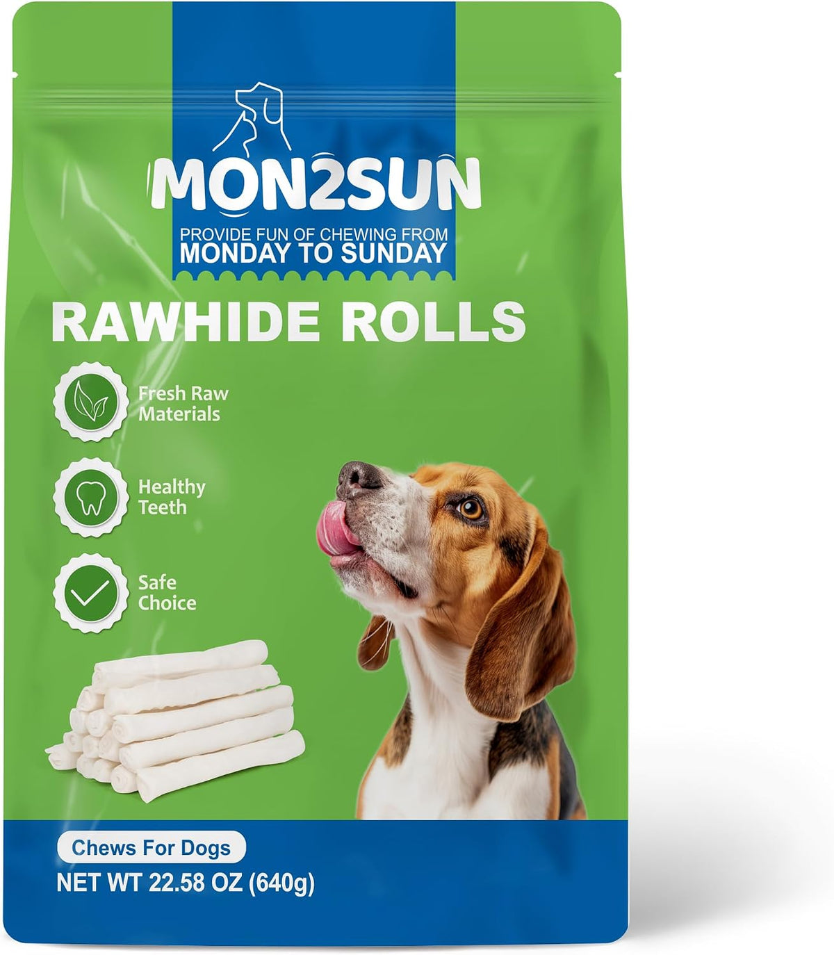 Mon2sun 6.5 inch rawhide sticks top view premium small breed rewards