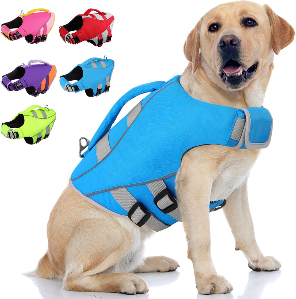 Queenmore Large Dog Life Jacket, Dog Life Vest for Swimming Boating, Puppy Life Jackets for Small Dogs, Ripstop Pet Life Vests with Rescue Handle Leash Hole, Safety Water Floating Vest, Hi-Vis Orange - Image 9