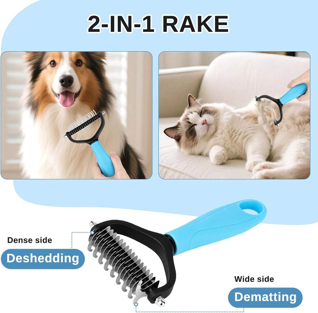 Stainless steel undercoat rake for dogs and cats