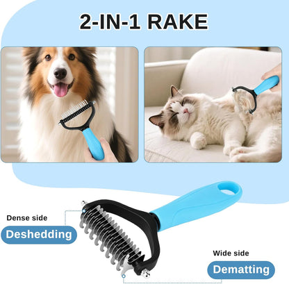 Stainless steel undercoat rake for dogs and cats