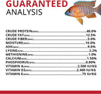 Close up of insect based fish food ingredients list