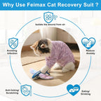 Adjustable neck strap detail on Feimax cat recovery suit