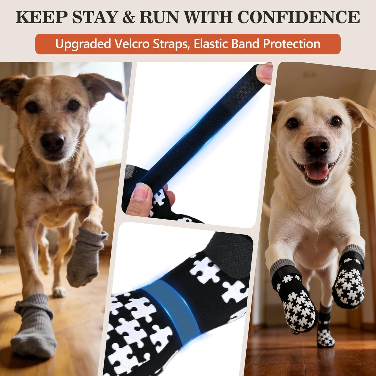 Rouwinne dog socks showing puzzle pattern texture
