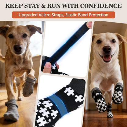 Rouwinne dog socks showing puzzle pattern texture