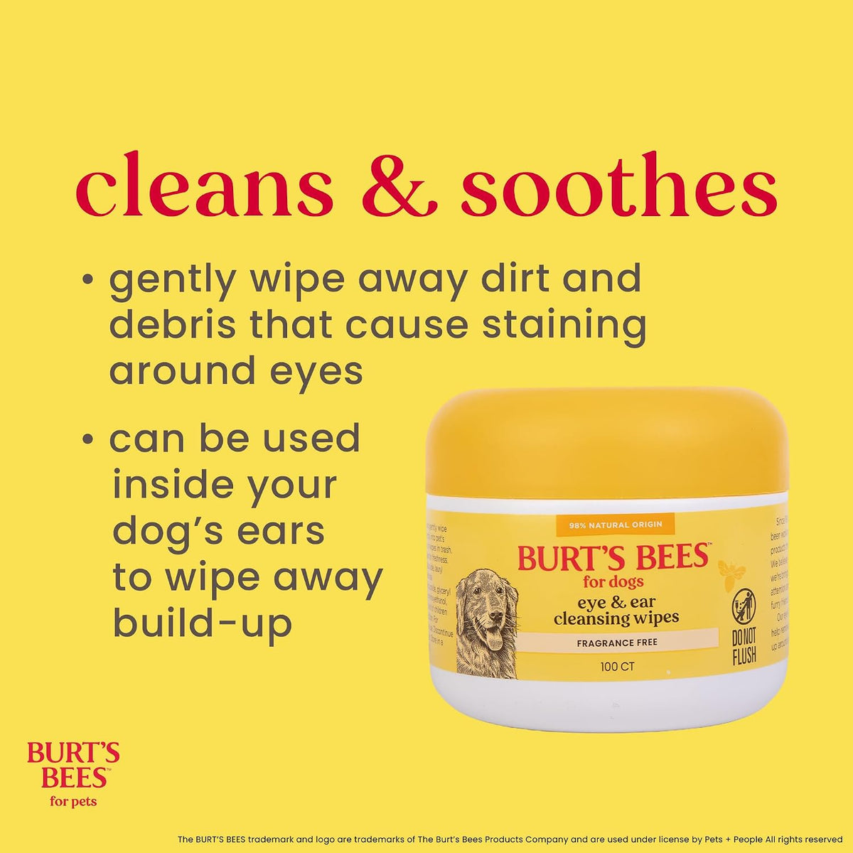 Fragrance free dog tear stain remover wipes 100 count container