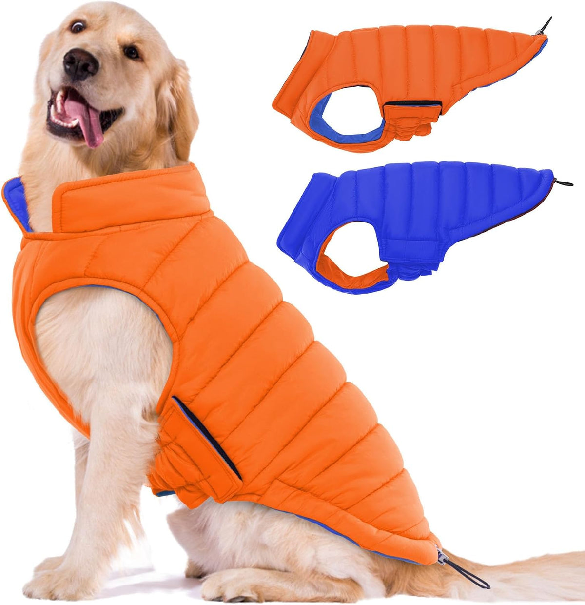 Lelepet Reversible Dog Coat Waterproof Dog Jacket Windproof Puffer Vest for Winter Warm Lightweight Coats for Large Dogs Adjustbale Hook & Loop Pet Apparel with Leash Hole, Pitbull, Wine Red, XL - Image 11