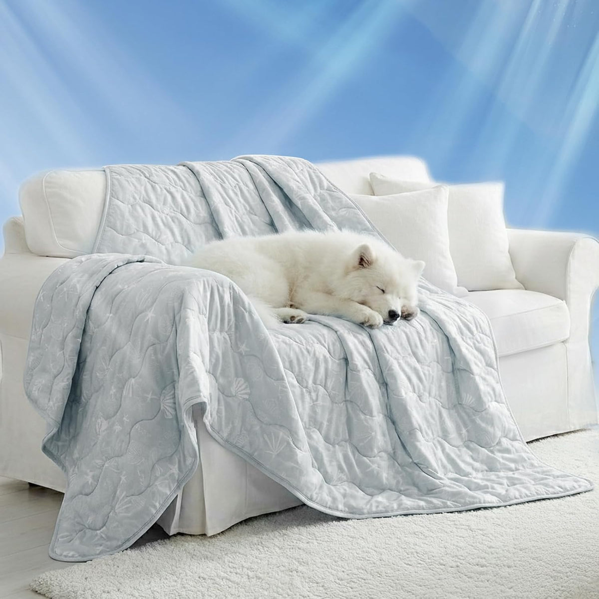 NWK Dog Cooling Blanket, Q-Max>0.345, Ice Silk Cool to Touch Material, Reversible Breathable Bed Cover, Furniture Protector Couch Sofa for Summer, Machine Washable (Ocean Blue, 30'' X 40'') - Image 12