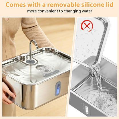 Top view of Sanxuo stainless steel drinking tray for pets