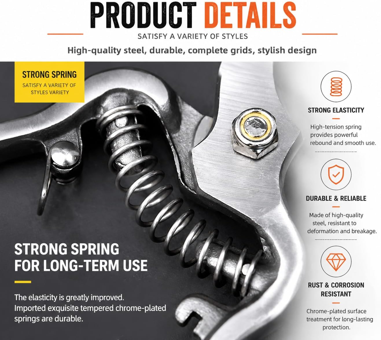 Ergonomic silver and black farrier shears displayed on a neutral background