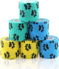 Aupcon Vet Wrap cohesive bandage roll with paw print pattern front view