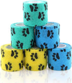 Aupcon Vet Wrap cohesive bandage roll with paw print pattern front view