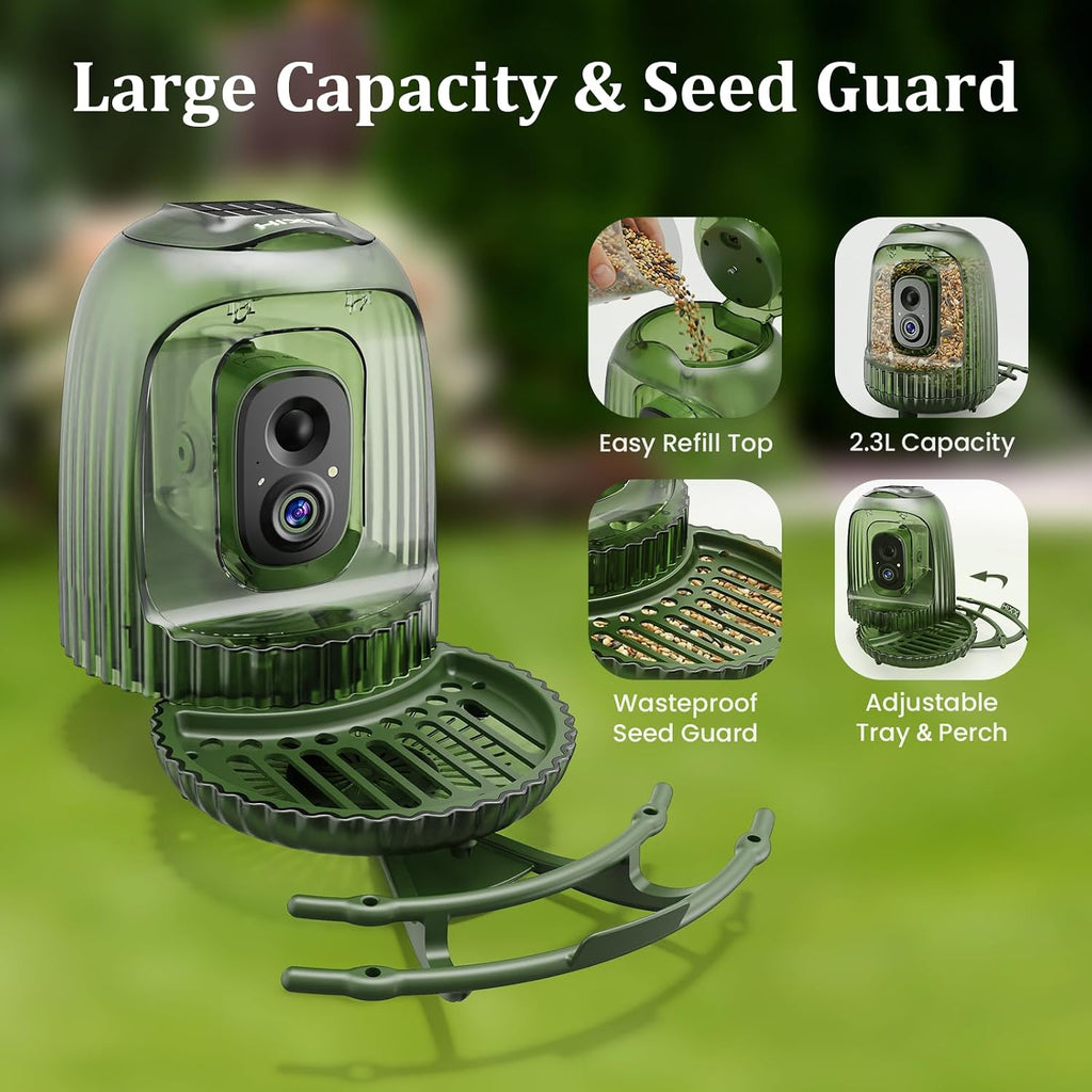 Smart Bird Feeder with Camera Solar Powered, Auto Capture 2.5K Videos - Image 2