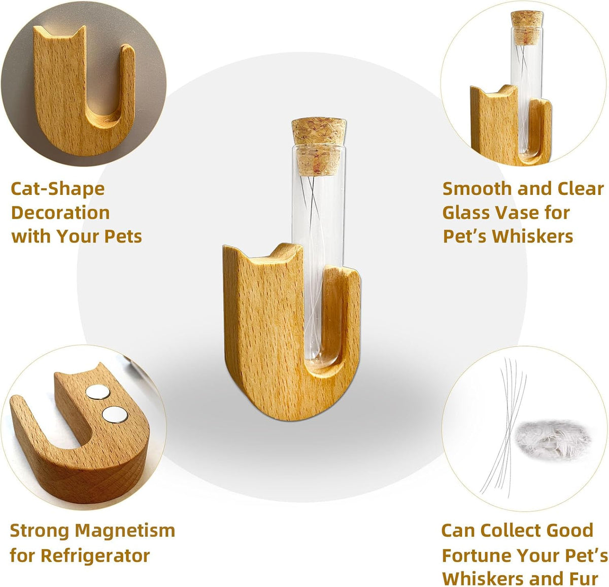 Atigrado mini glass vase displaying pet hair and cat whisker keepsakes