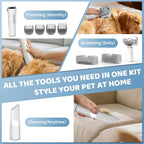 Low noise pet grooming clipper attachment connected to the flexible vacuum hose