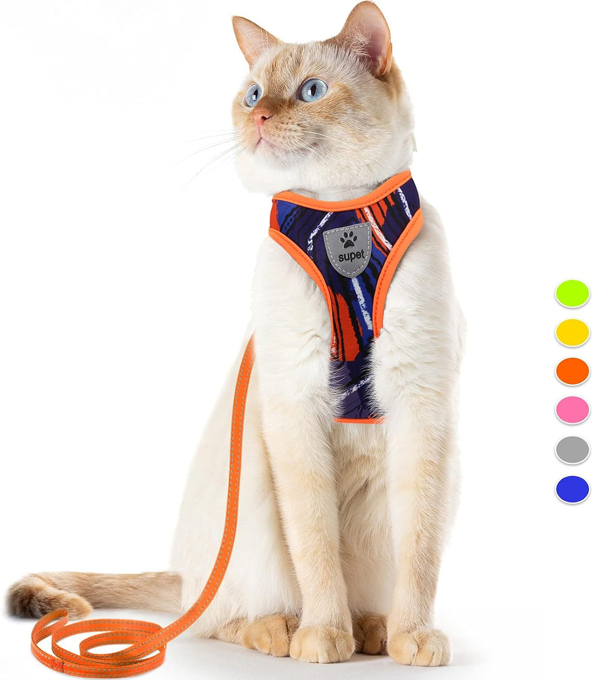 Durable quick release buckle and hook and loop closure on cat harness