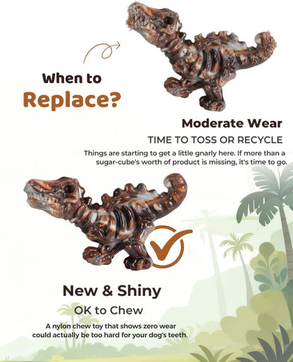 DinoBone 2-Pack Tough Dog Chew Toys for Aggressive Chewers, Rock-Hard Nylon Dinosaur Bones for Large Dogs 20-90 lbs, Almost Indestructible Dog Toys, Helps Redirect Destructive Chewing, Bacon Flavor - Image 10